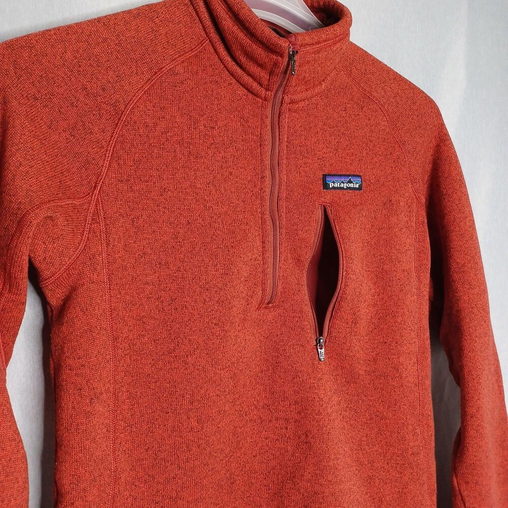 Patagonia Better Sweater Pullover Mens Small Orange 1/4 Zip Fleece Jacket - Picture 5 of 16